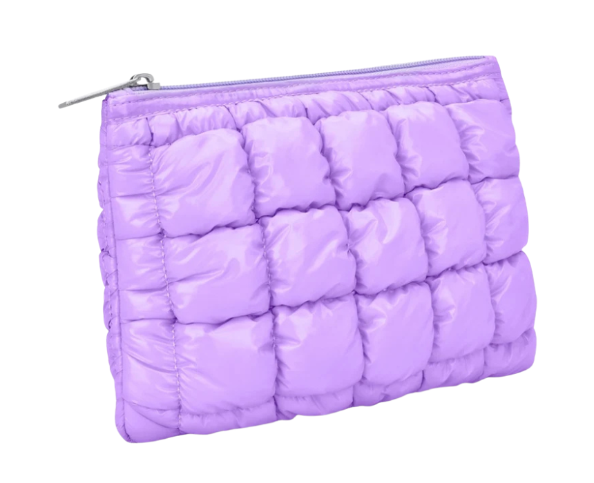3 Lavender Shiny Puffer Pouch - Image 1