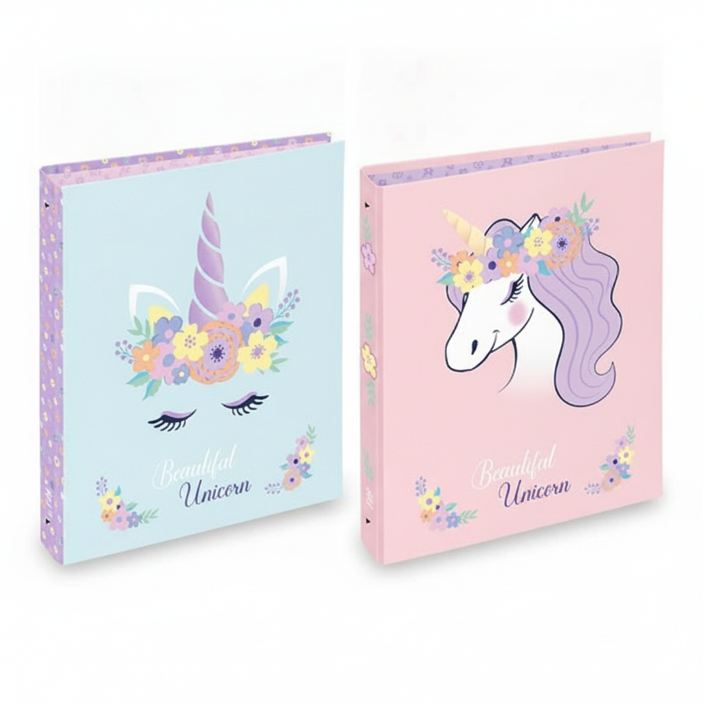 3135252005101 Ring Binder A4 4 Rings Spine 5cm Cardboard Floral Unicorn #VIQ-200510-08