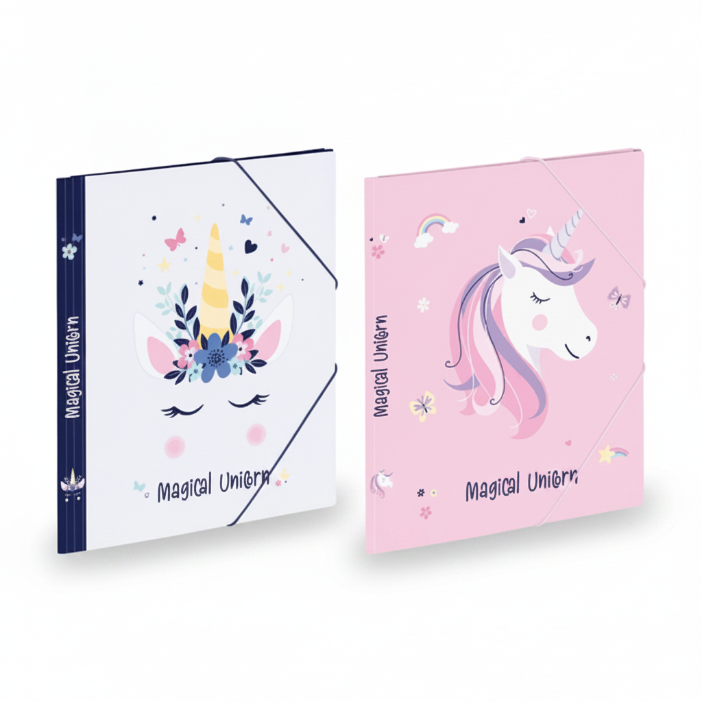 3135252014400 Document Wallet A4 3 Flap Elastic Closure Magical Unicorn #VIQ-201440-08