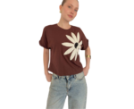 Brown Tshirt with Flower - Image 