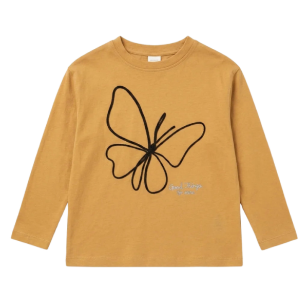Zara Girls Camel Butterfly Outline Blouse