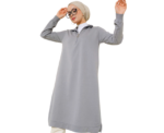 Regular Fit Gray Half Zip Basic Long Tunic - Image 