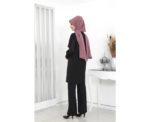 Black Modest Elegant Long Tunic And Trouser Two Piece Set - Image 