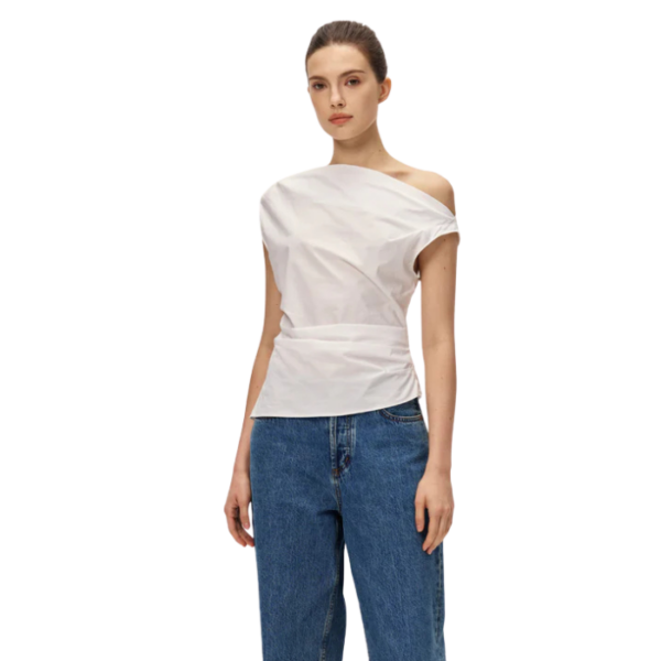 The Origami Drape Top Crisp White