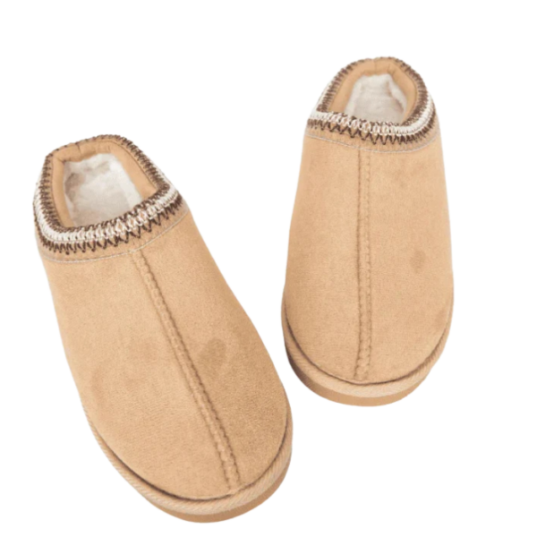 Chestnut Embroidered Cute Slip On Slippers