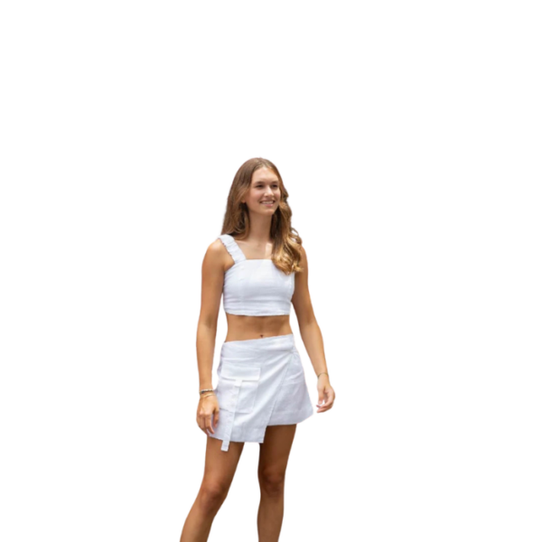 Mini White Skirt Short With Pockets