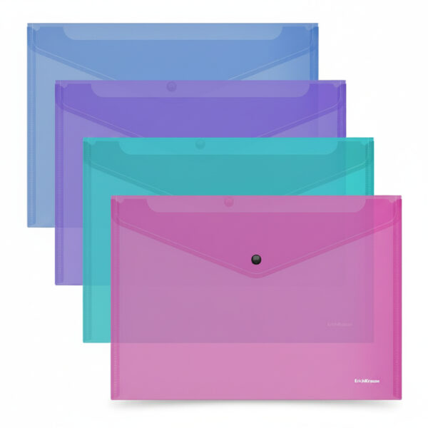 Envelope Plastic Fizzy Vivid Semi-Transparent A4 Assorted Colors keeps documents safe on. #47043