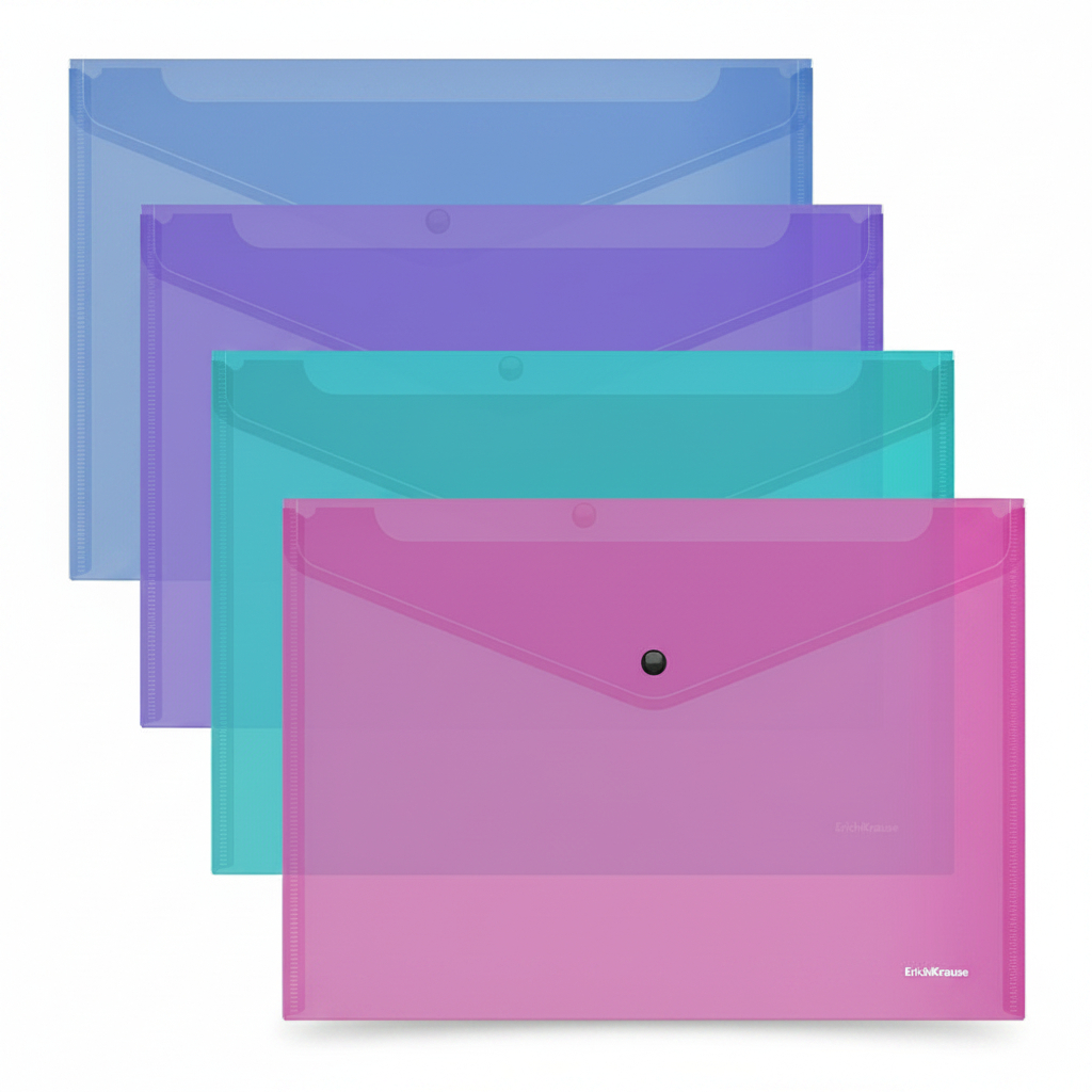 4630040833854 Envelope Plastic Fizzy Vivid Semi-Transparent A4 Assorted Colors keeps documents safe on. #47043