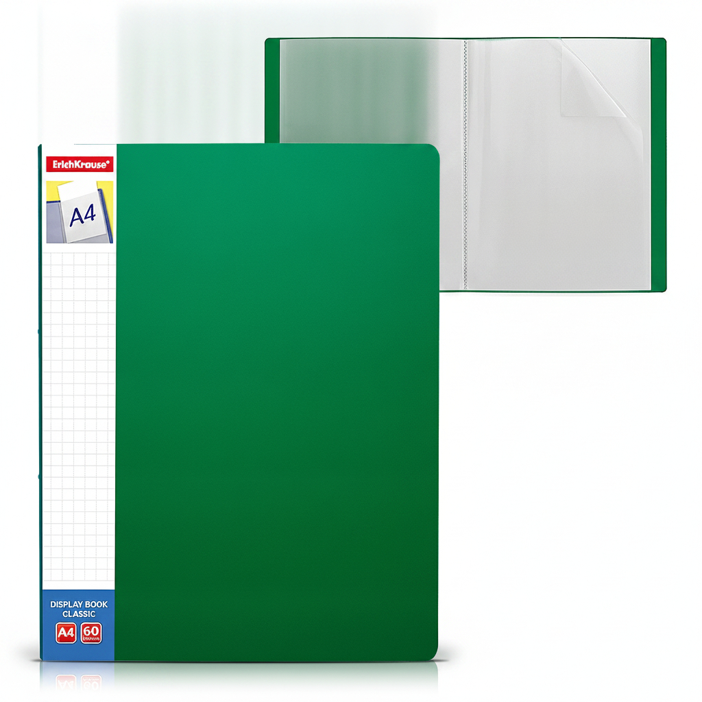 4650100127204 Clear Book Classic With Spine Pocket A4 10 Pockets Green to present and protect documents. #46039