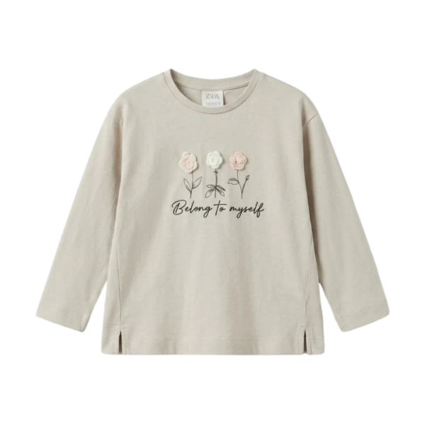 Zara Girls Beige Graphic Script Blouse