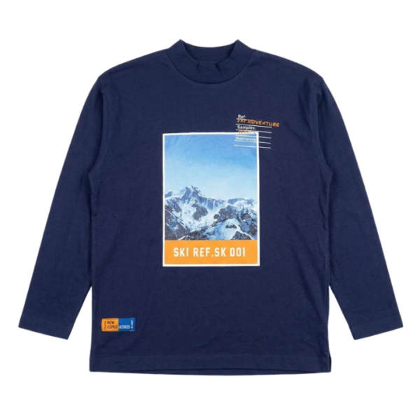 Zara Boys Navy Ski Adventure Graphic Long Sleeve Blouse