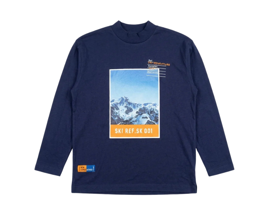 5 Zara Boys Navy Ski Adventure Graphic Long Sleeve Blouse - Image 1