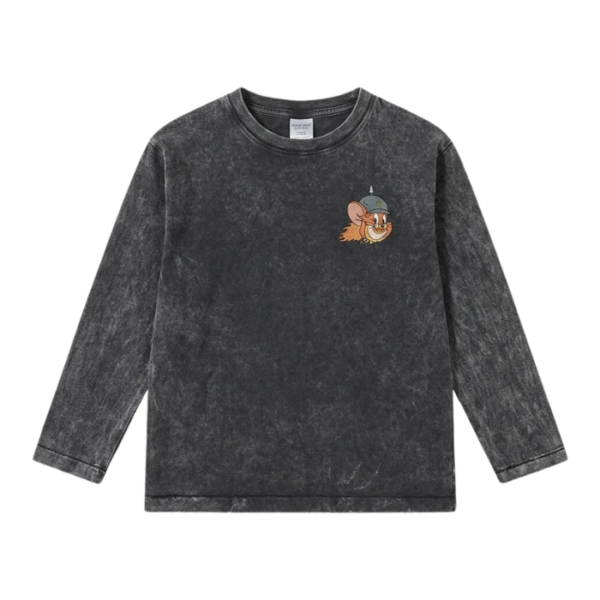 Zara Boys Washed Black Jerry Graphic Blouse