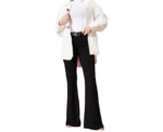 Black Flared Belted Fabric Trousers - Image 