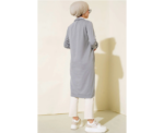 Regular Fit Gray Half Zip Basic Long Tunic - Image 