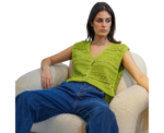 Grass Green Crochet Style Vest - Image 