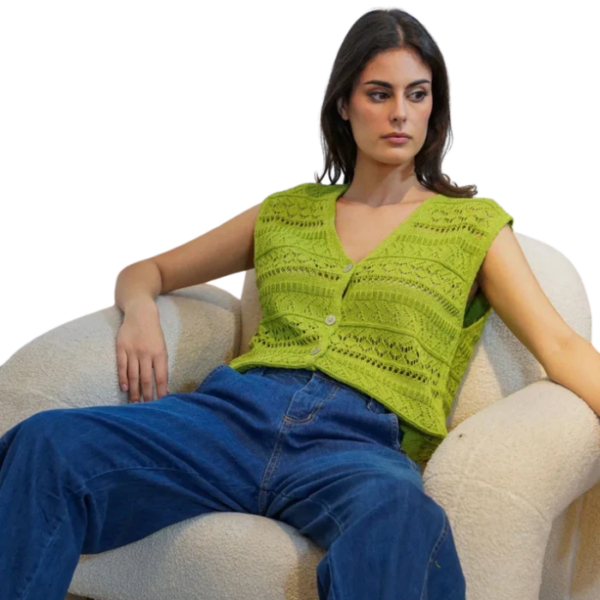 Grass Green Crochet Style Vest