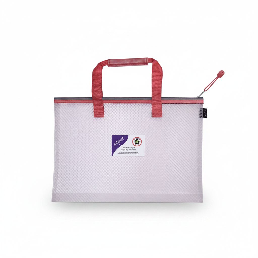 5017303222300 Envelop Mesh Bag With Zipper A4++ Red #15872