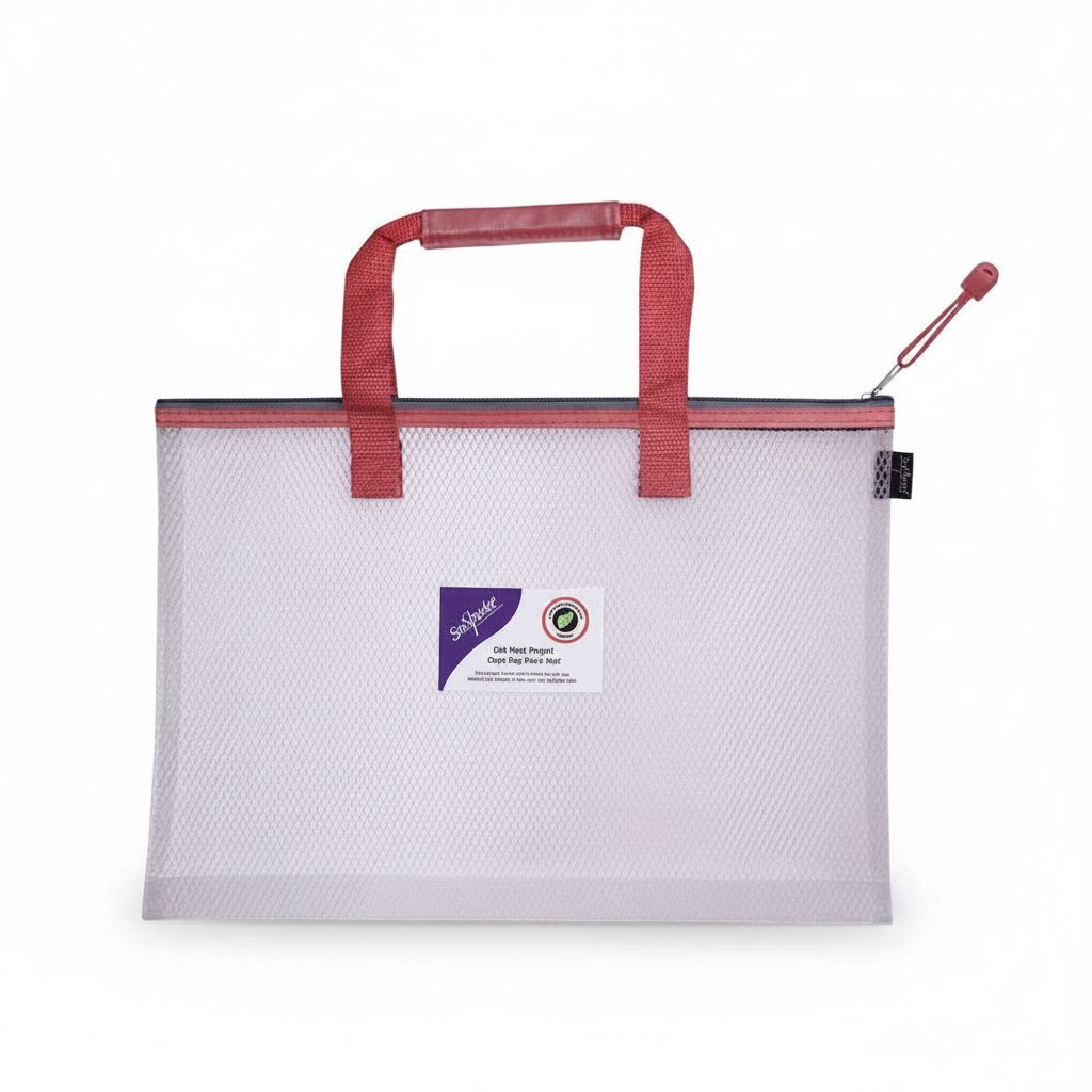 5017303222386 Envelop Mesh Bag With Zipper A3 Red #15876