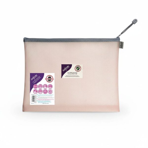 Envelop Mesh Bag With Zipper Foolscape Pastel Pink 360*275Mm #15906