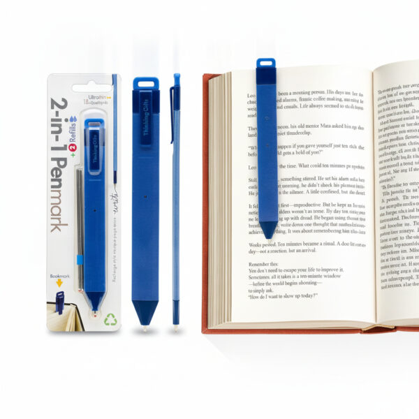 Premium Pen With Book Clip And Refills Blue Themed#Pbbrnew