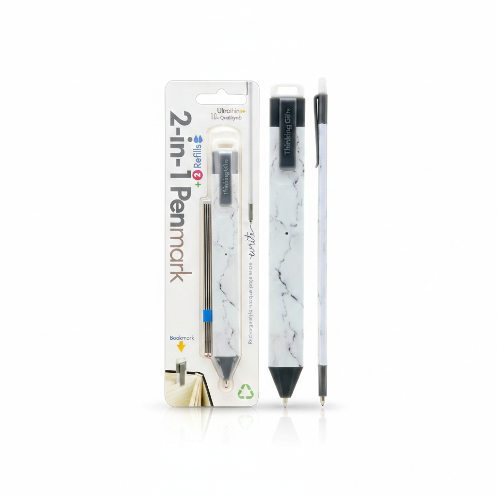5060058363156 Premium Pen With Book Clip And Refills Marble Themed#Pbmrnew