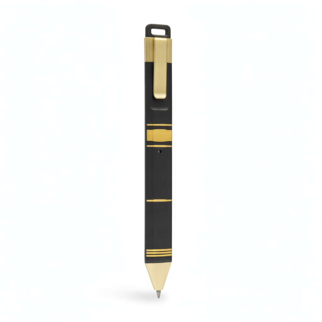 5060058363163 Premium Pen With Book Clip And Refills Black & Gold Themed#Pbbgrnew