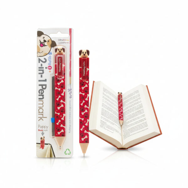 Premium Pen With Book Clip And Refills Puppy Themed#Pbpurnew