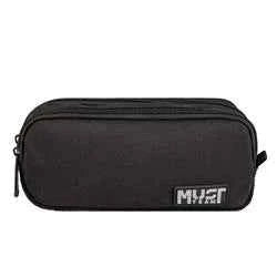 Barrel Pencil Case Must Team Monochrome Black with Grey 2 Compartments