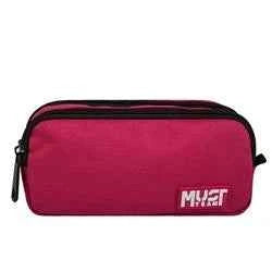 Barrel Pencil Case Must Team Monochrome Burgundy with Grey 2 Compartments
