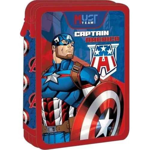 Double Decker Filled Pencil Case Avengers Captain America Must Team 2 Compartments