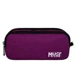 Barrel Pencil Case Must Team Monochrome Violet with Lilac 2 Compartments