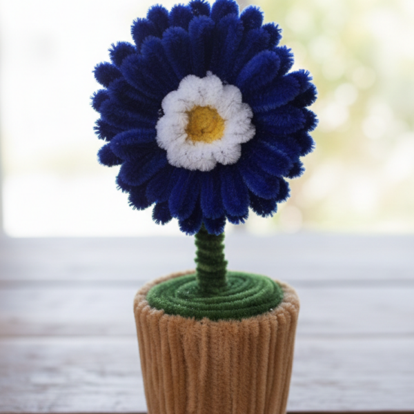 Handmade Flower Pen Shape With Pot Made From Chenille
