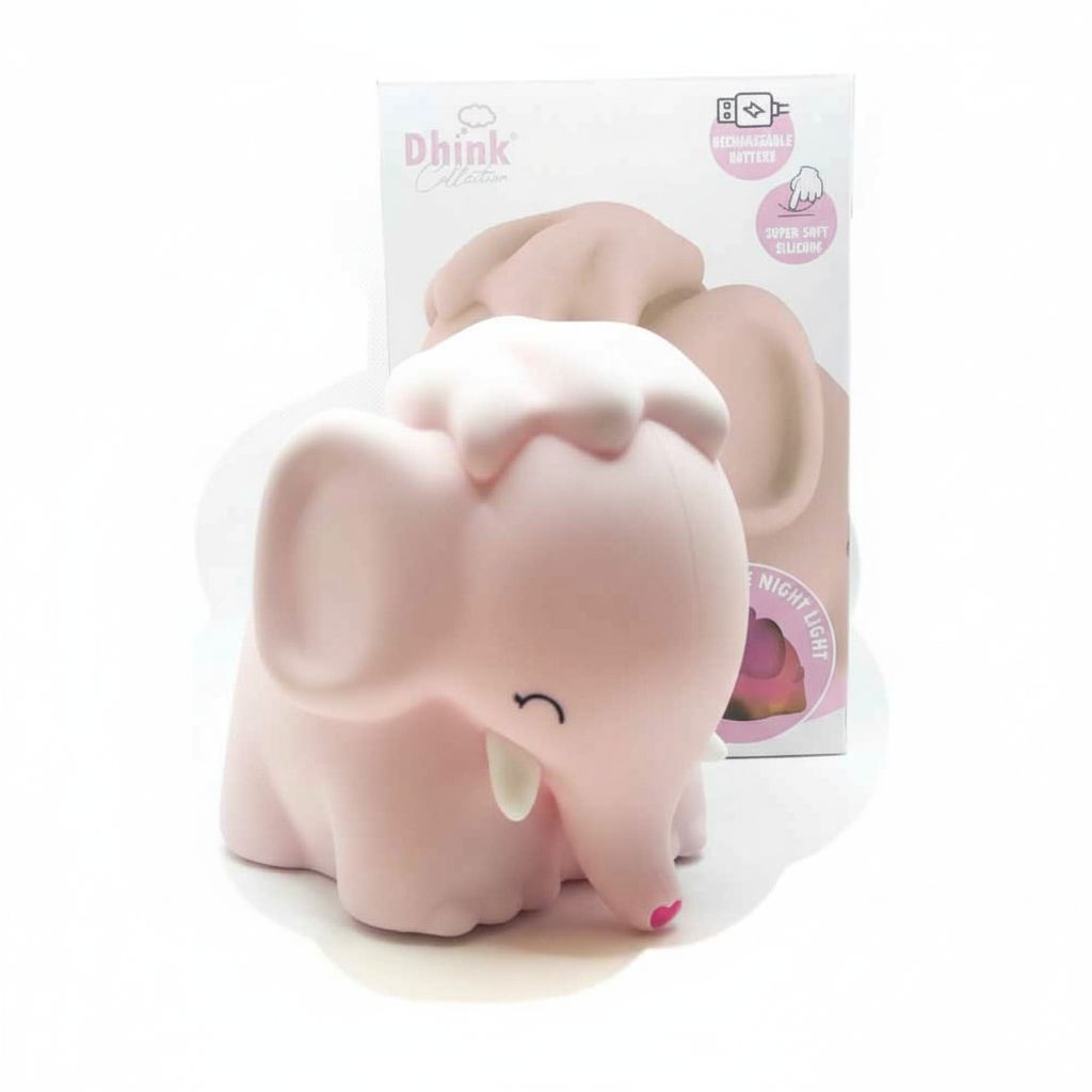 5404006056842-1 Rechargeable Dhink Northern Lights Silicone Night Light –elephant(Color Changing)#DHINK429-21