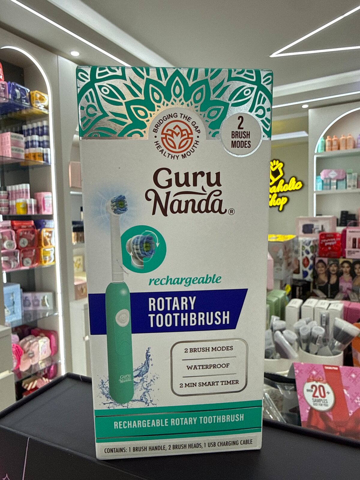 550425EF-88B1-4458-9277-A14006765930 CURU NANDA RECHARGEABLE ROTARY TOOTHBRUSH WITH 2 BRUSH MODES + USB