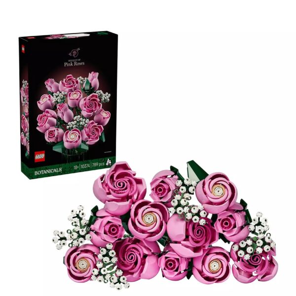 Botanical Bouquet Of Pink Roses Set