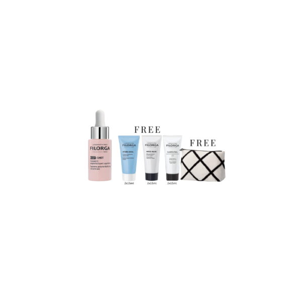 Filorga NCEF-Shot 15 ml + Free Hydrating Cream Mask Sleep Mask & Cosmetic Pouch