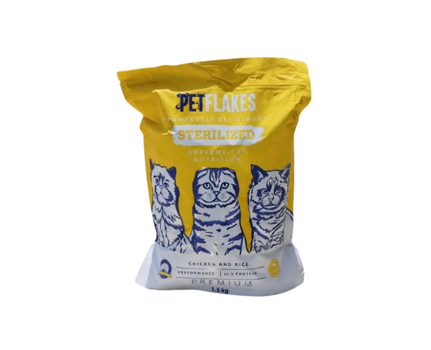 6 Pet Flakes Sterilised Cat Chicken And Rice - Image 1