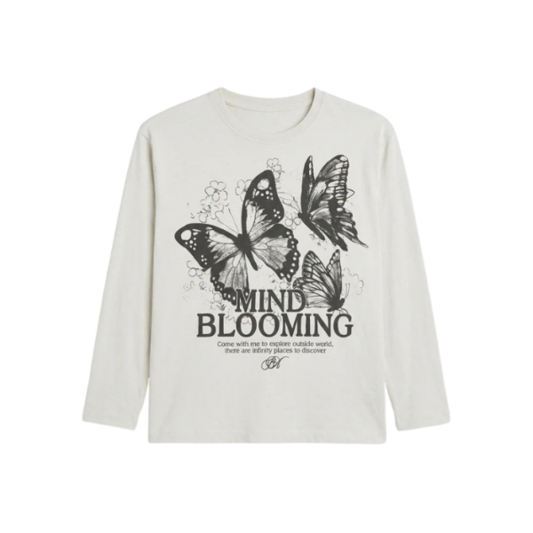 Zara Girls Off White Mind Blooming Graphic Long Sleeve Blouse