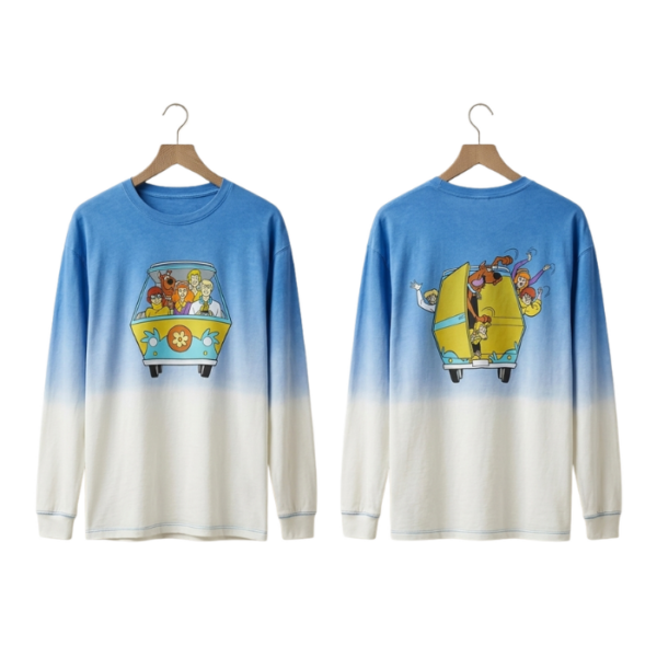 Zara Boys Blue And White Ombre Scooby Doo Long Sleeve Blouse