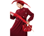 Elegant Bordo Dress With Floral Embroidered Bolero - Image 