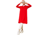 Regular Fit Red Half Zip Basic Long Tunic - Image 
