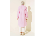 Pink Long Striped Hidden Button Shirt - Image 