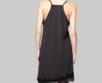 Womens Satin Slip Dress Black Lace - Image 