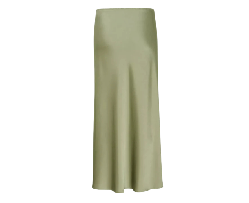 6 Satin Midi Skirt Olive Sage - Image 1