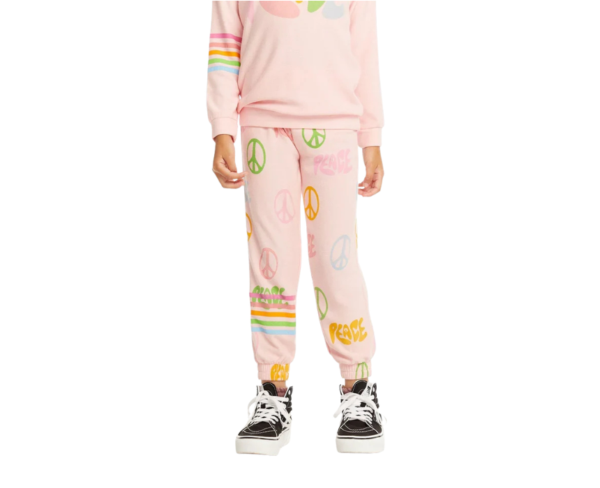 6 Peace Pink Sweat Pants - Image 1