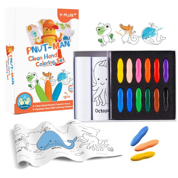 24 Color Peanut Crayon+2 Sets 30*300Cm Wall Coloring Stickers Pcs/Inner #Cp210700