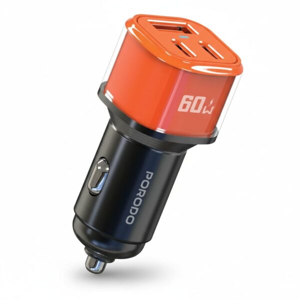 Car Charger USB-A & Type - C x 2 60W - ORANGE#PDCCR60WOG