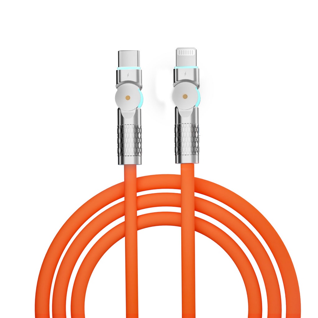 6849108441070 Double Head Rotate Cable Pd, Type- C To Apple 30W: 1M - Orange #PD-DHR30WC-OG