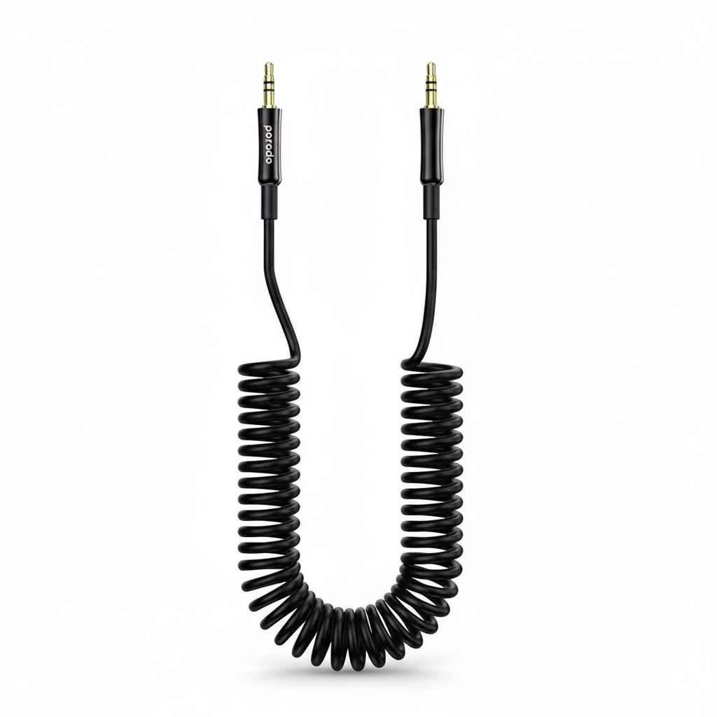 6849108441827-1 AUX 3.5 to 3.5 Coil Cable 1.2M - Black#PD-AUXCC-BK